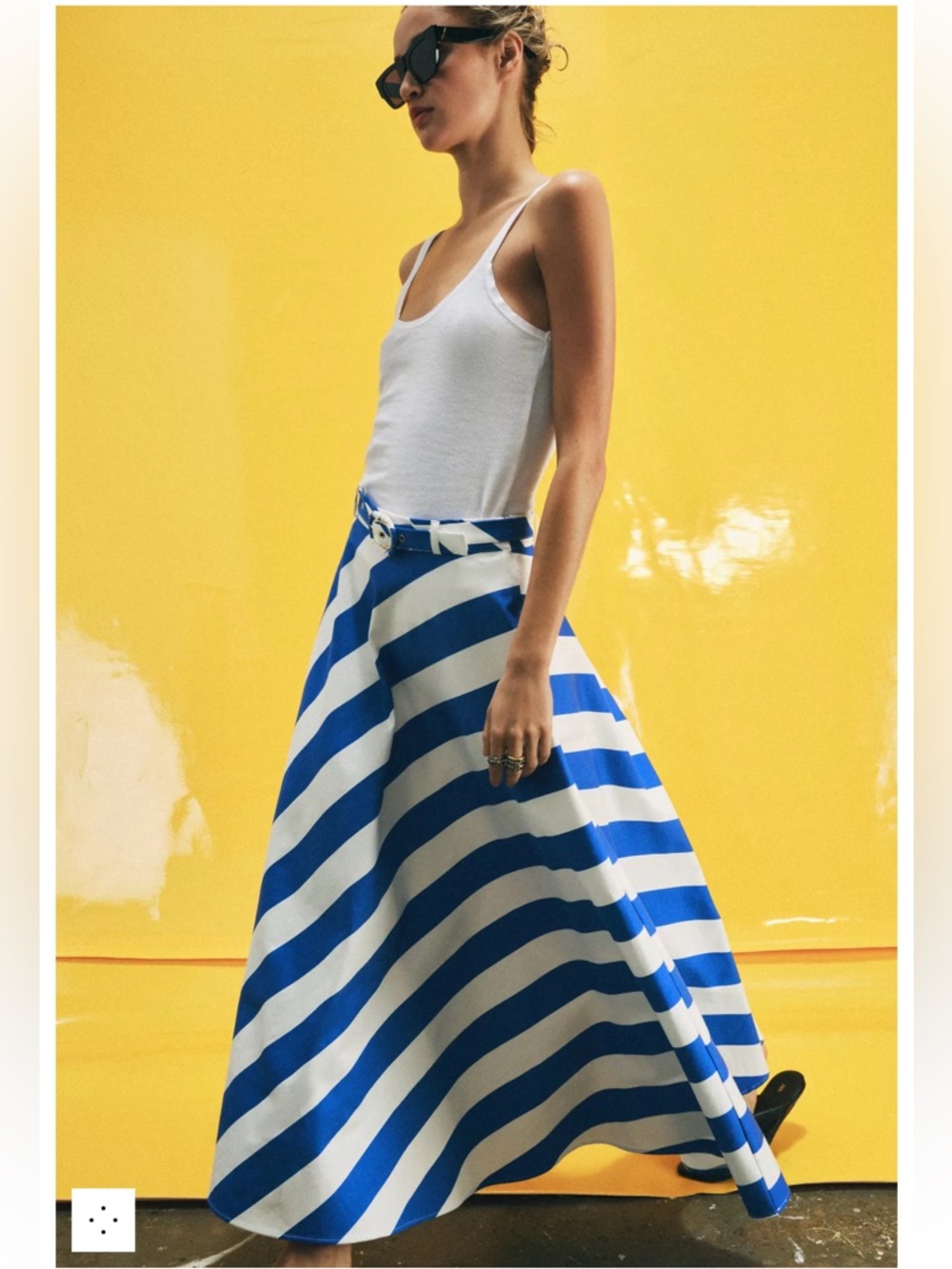 Zara STRIPED MIDI SKIRT WITH BELT